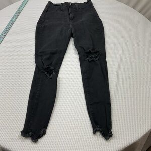 Fashion Nova Black Distressed Skinny Jeans
